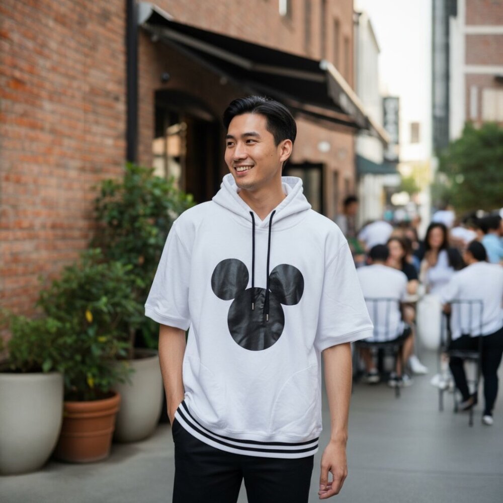 MENS Disney Tokyo Short Sleeved Hoodie | Size M